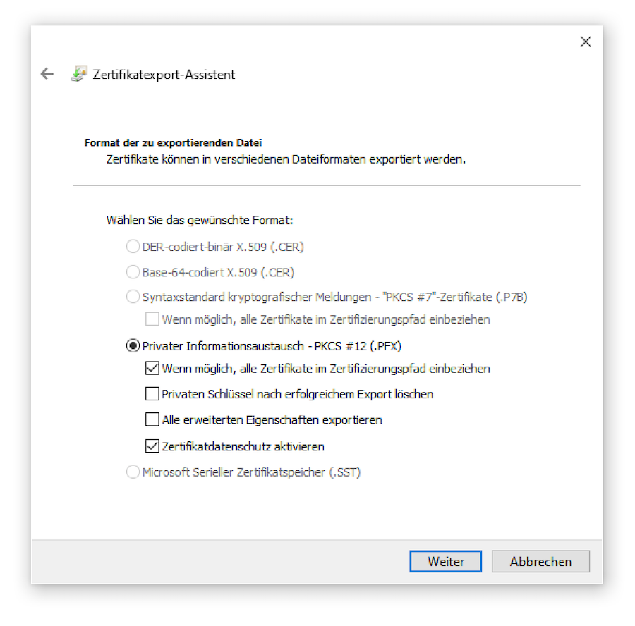 windows ssl zertifikat exportieren 2