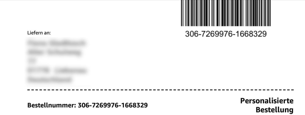 Amazon Packzettel mit Barcode
