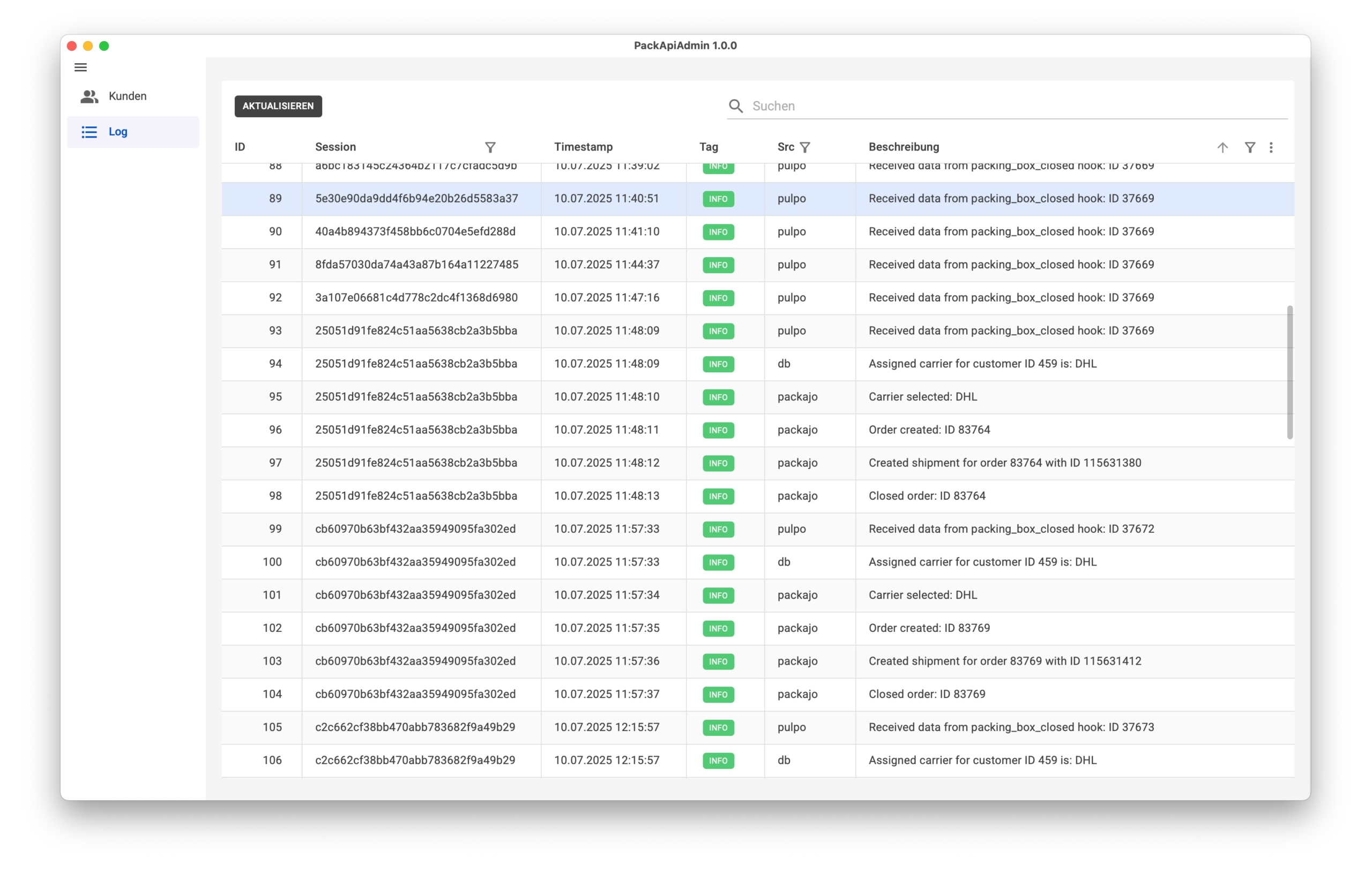 Pulpo,Packajo,Billbee Middleware Admin