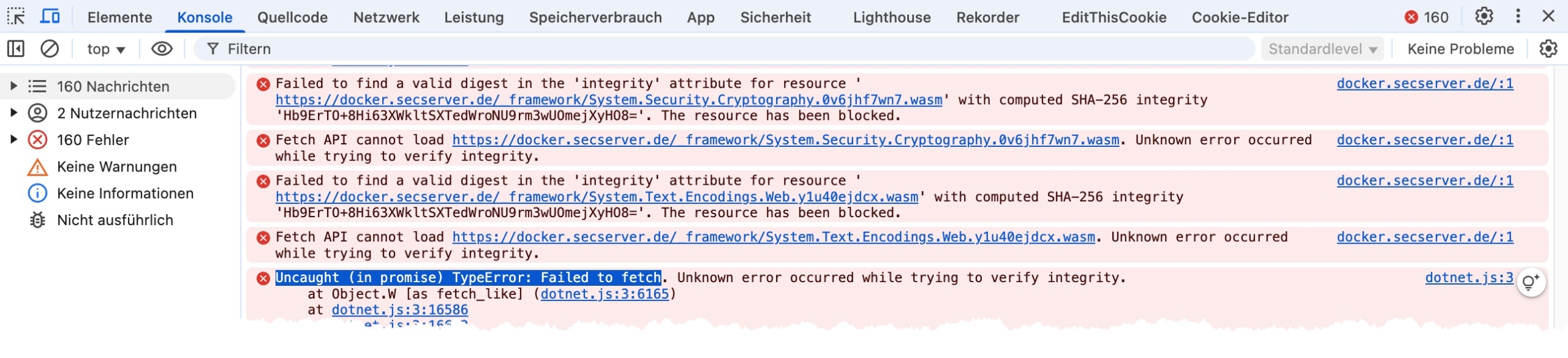 Uncaught (in promise) TypeError: Failed to fetch in Developer-Console