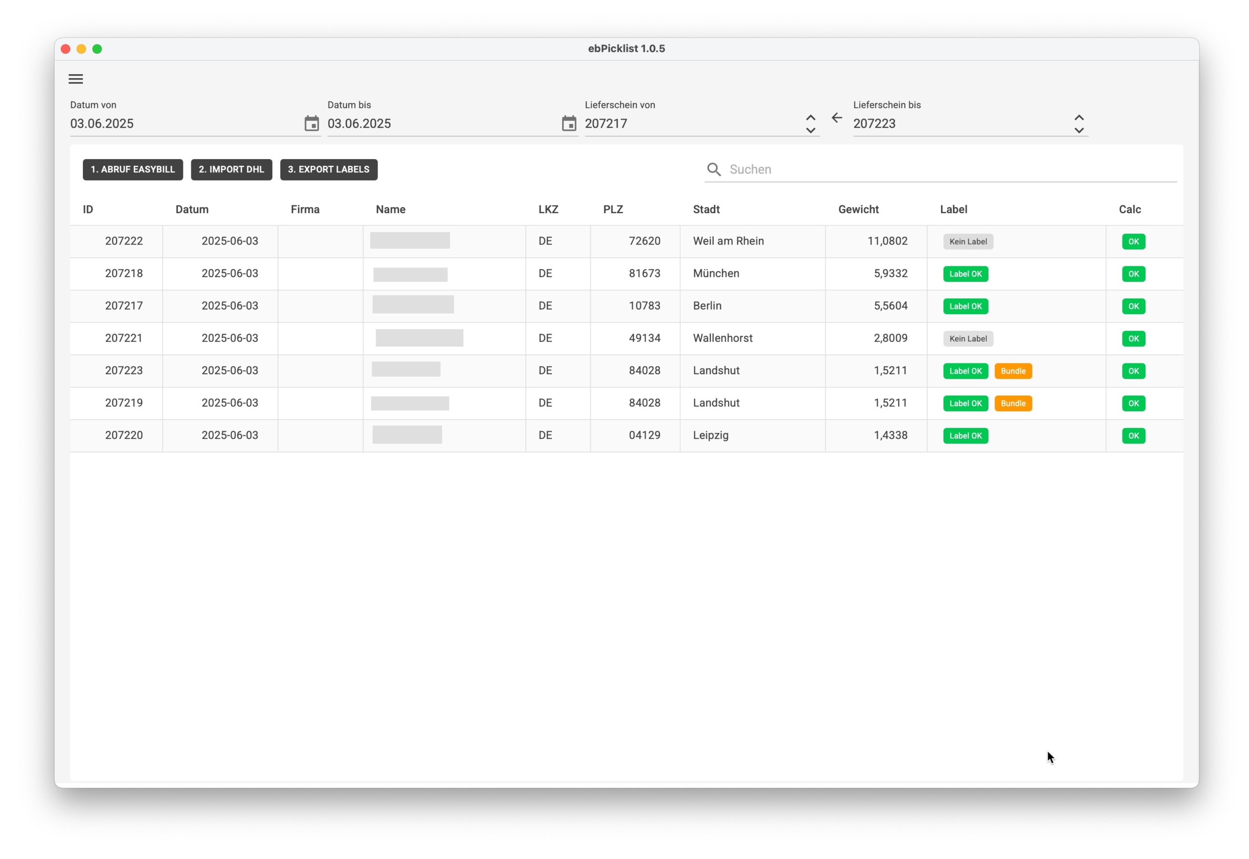 EasyBill: Paketgewichte berechnen und Versand-Label Druck optimieren.