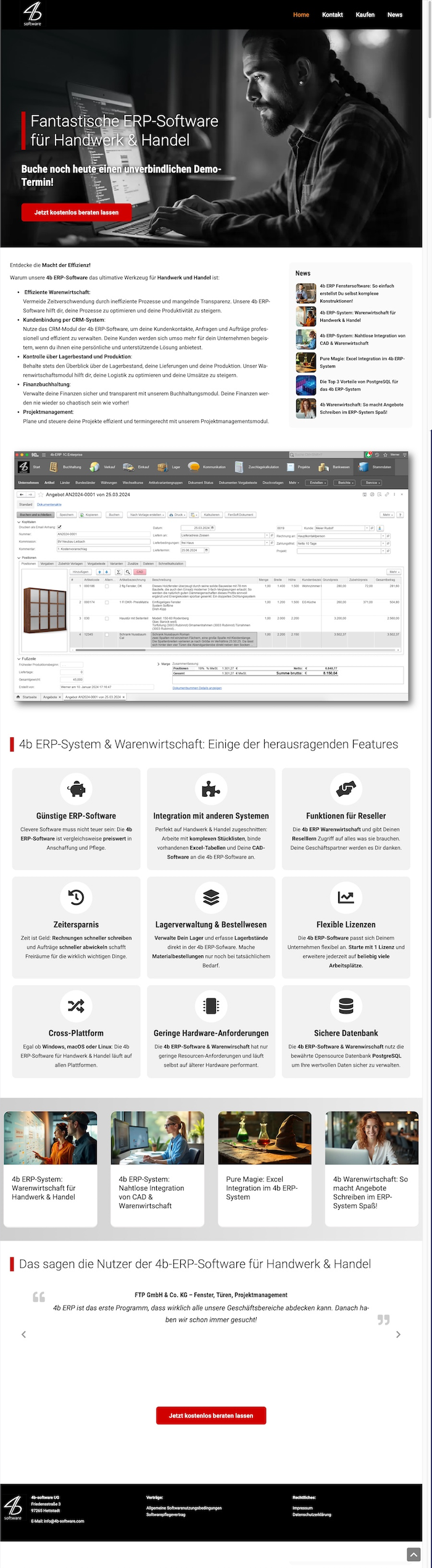 4b ERP-Software für Handwerk und Handel, Resdesign