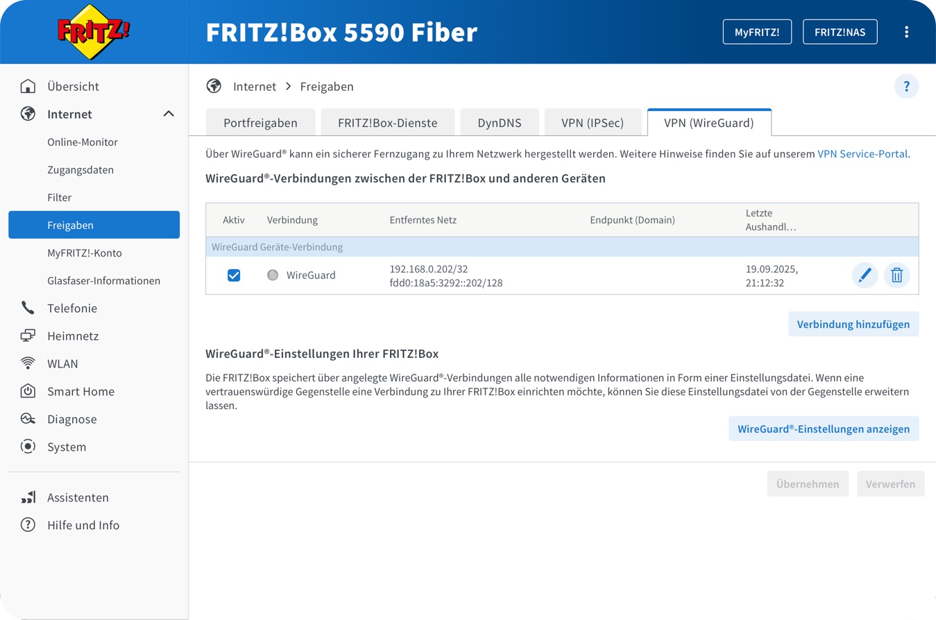 FritzBox WireGuard VPN einrichten.