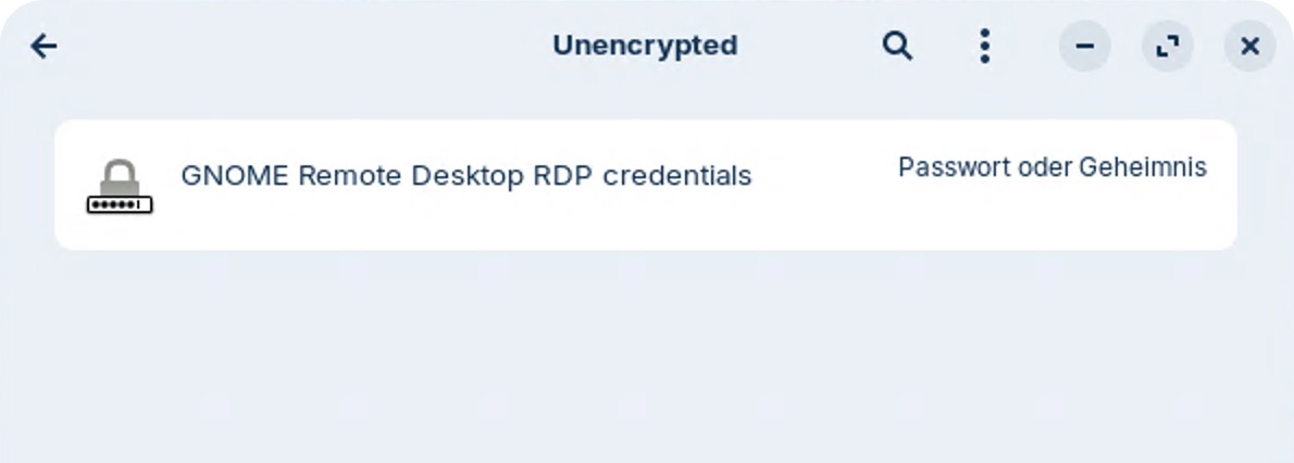 GNOME RDP Passwort permanent speichern