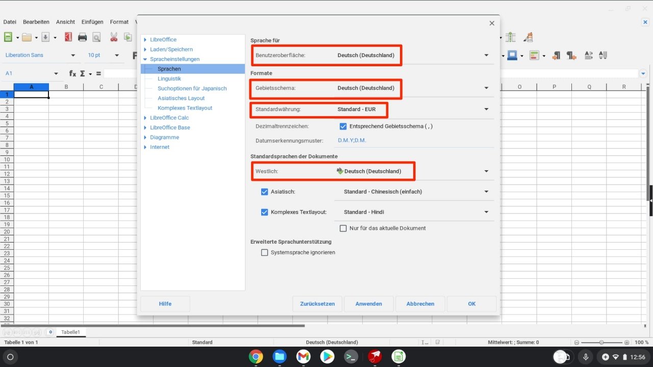 chromeOS Deutsches LibreOffice auf ChromeBook installieren