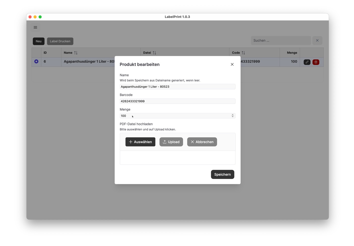 PDF Etiketten per Barcode drucken