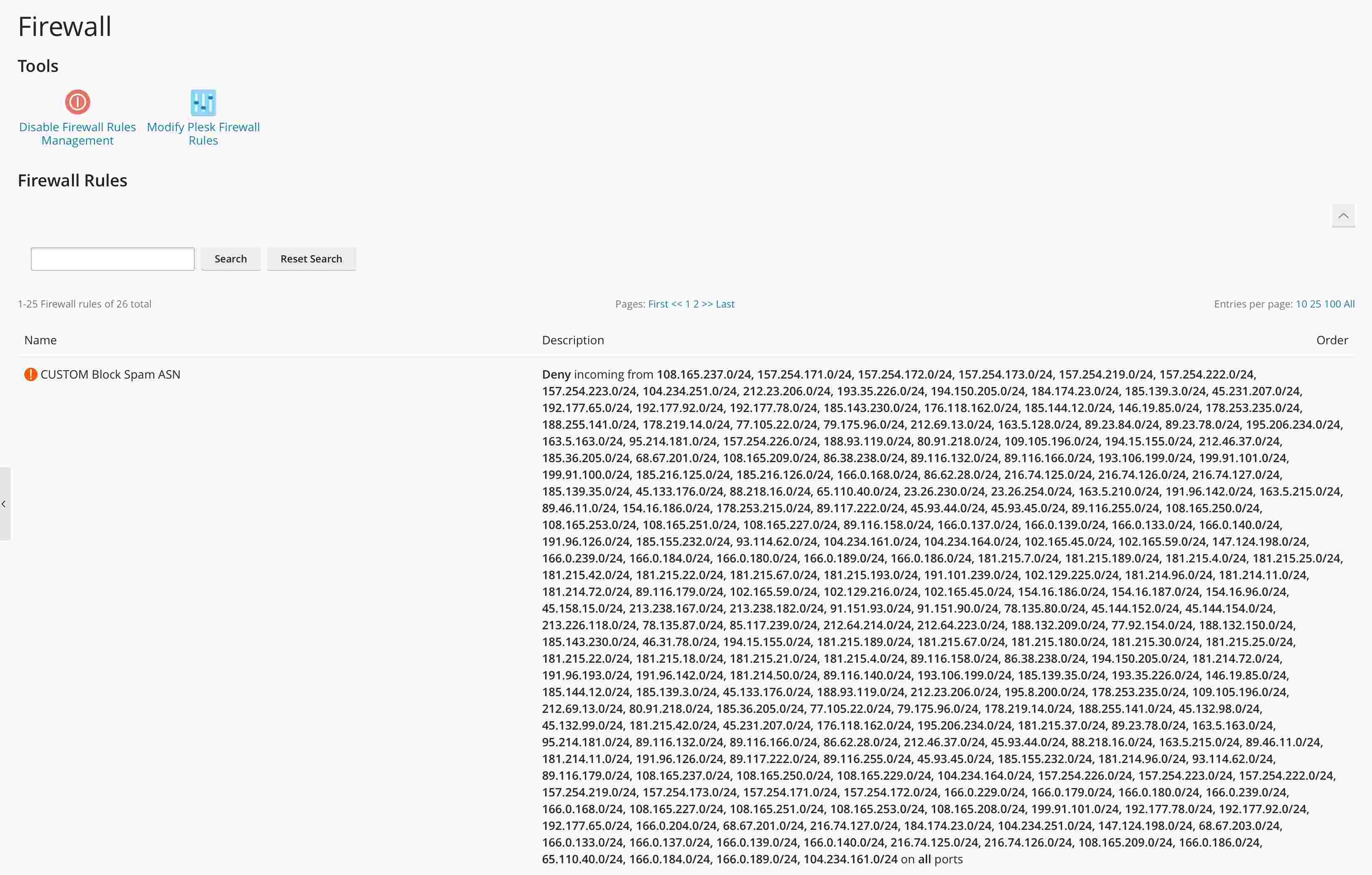Plesk Firewall 1 x 1: IP Adress-Listen importieren 4 Plesk Firewall Ip-Adressen importieren und Spam blockieren