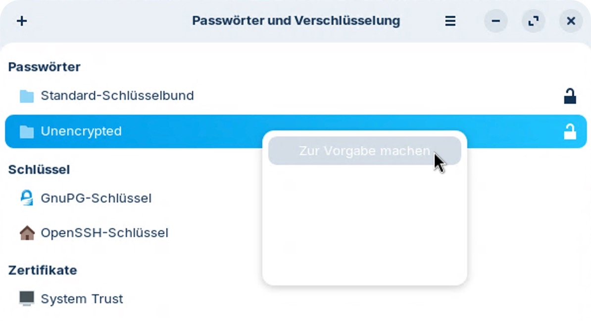 ZorinOS / GNOME: Permanent RDP Password