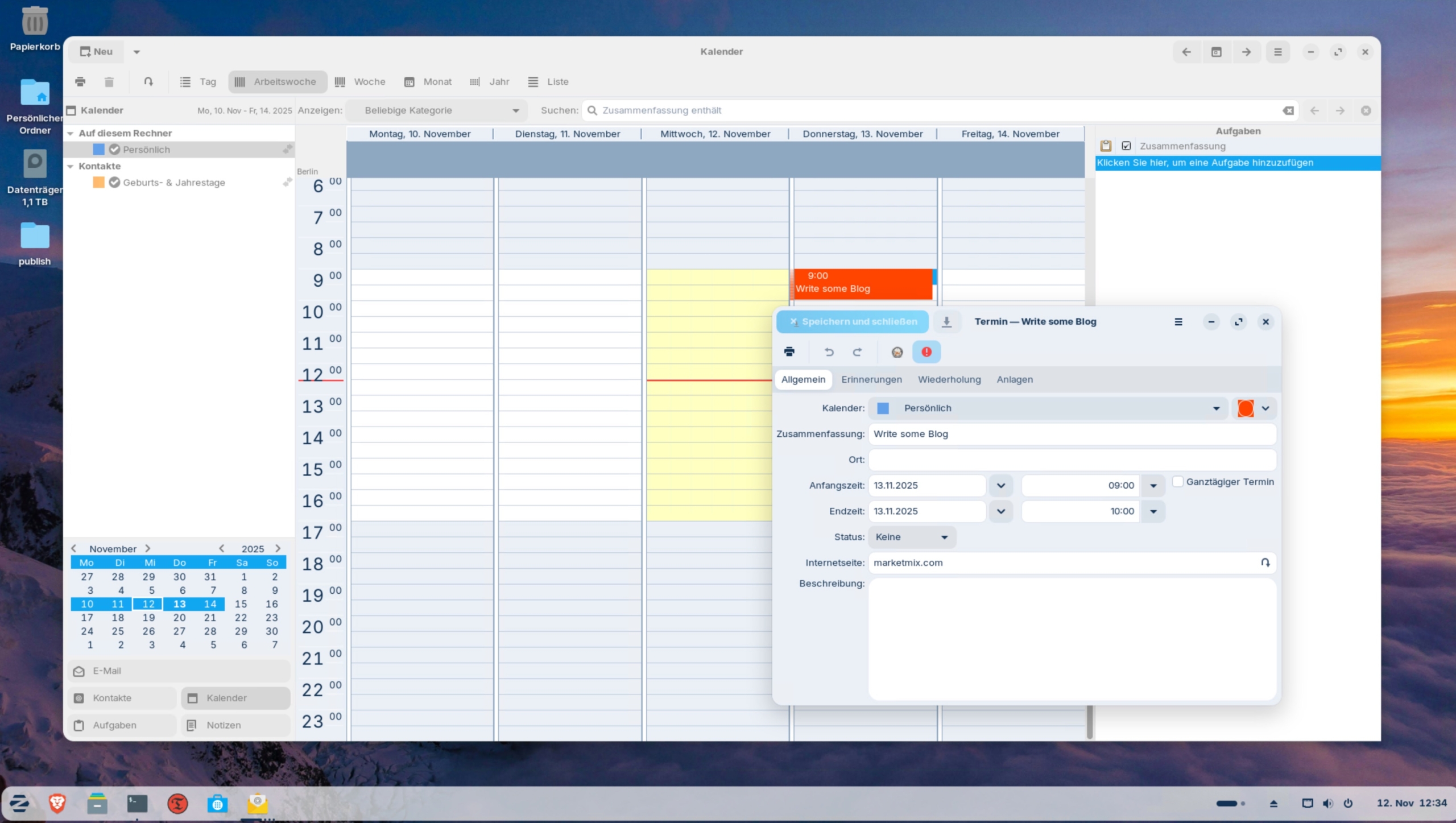 ZorinOS & HomeOffice: Evolution Kalender