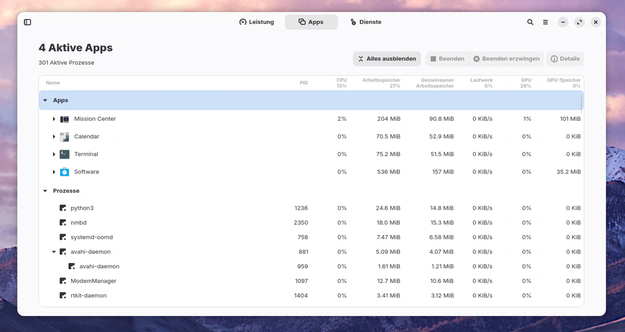 ZorinOS: Mission Center Tasks