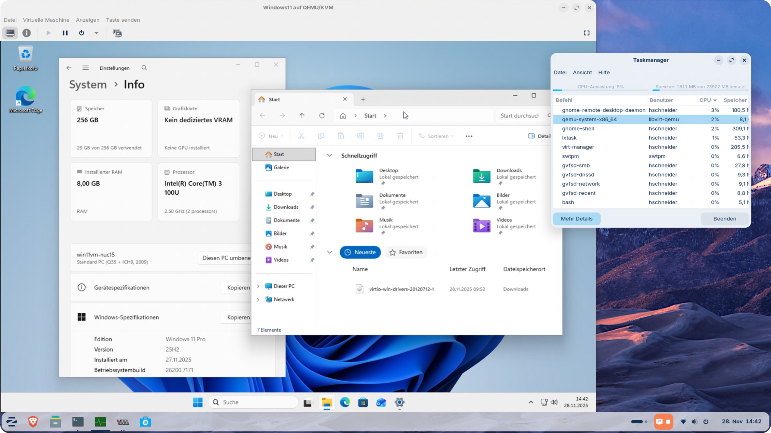 ZorinOS mit Windows11 VM