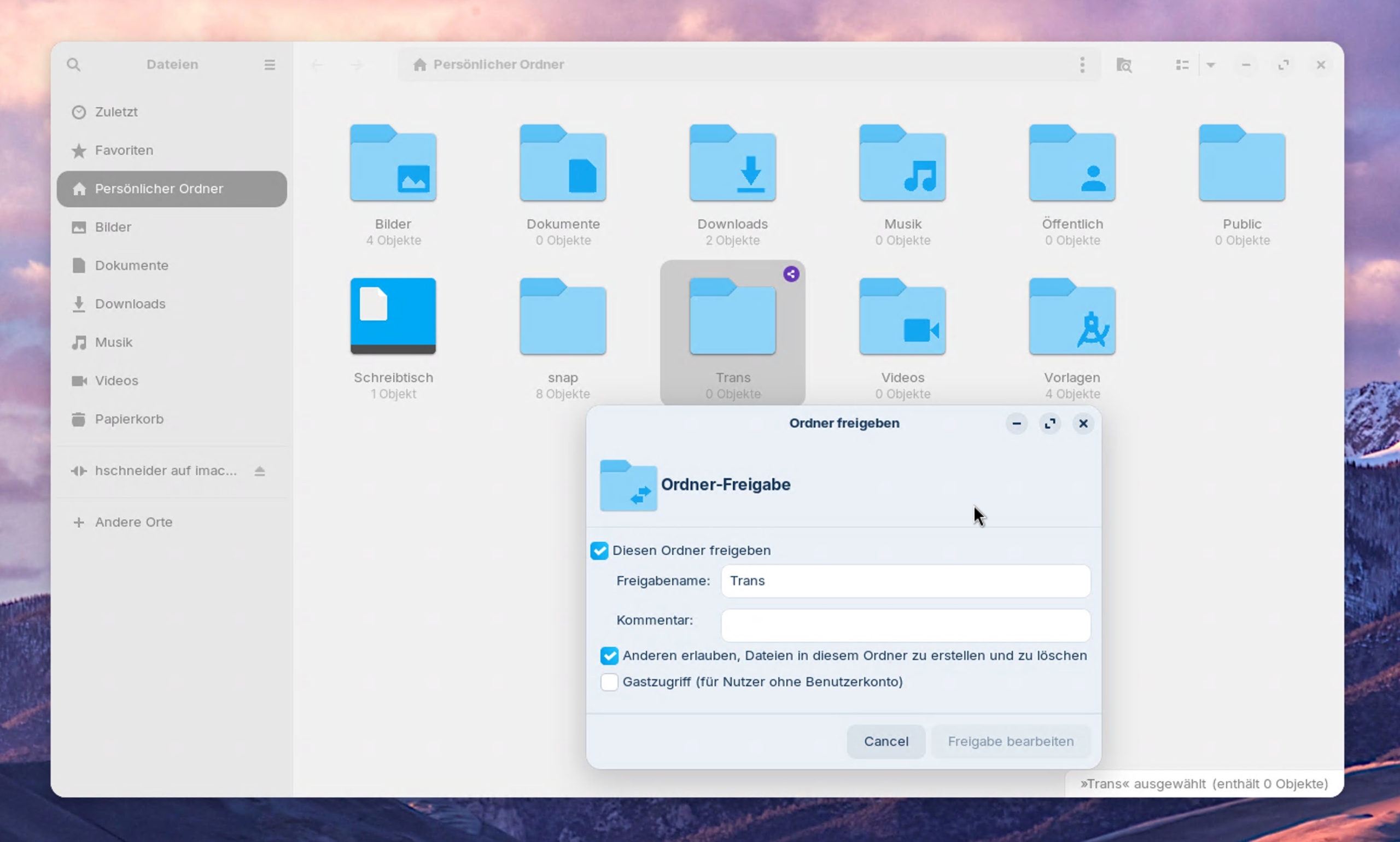 ZorinOS: Ordnerfreigabe per Samba / SMB
